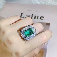 Classic Style Square Brass Inlay Zircon Rings main image 5