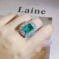 Classic Style Square Brass Inlay Zircon Rings main image 3