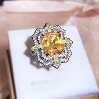 Elegant Luxurious Square Brass Inlay High Carbon Diamond Rings main image 5
