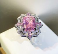 Élégant Luxueux Carré Laiton Incruster Diamant À Haute Teneur En Carbone Anneaux sku image 1