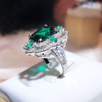 Elegant Luxurious Square Brass Inlay High Carbon Diamond Rings sku image 2