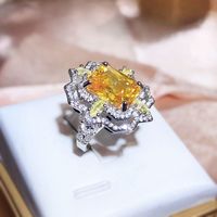 Elegante Lujoso Cuadrado Latón Embutido Diamante Alto En Carbono Anillos sku image 3