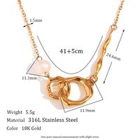 Simple Style Classic Style Double Ring Pearl Stainless Steel Plating 18k Gold Plated Necklace sku image 1