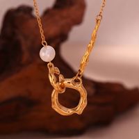 Simple Style Classic Style Double Ring Pearl Stainless Steel Plating 18k Gold Plated Necklace main image 1