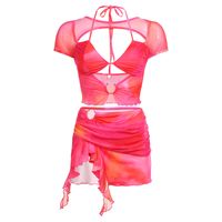 Women's Sexy Tie Dye Solid Color Spandex Polyester Skirt Sets sku image 2