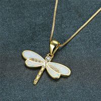 Pastoral Dragonfly Artificial Diamond Alloy Wholesale Pendant Necklace main image 1