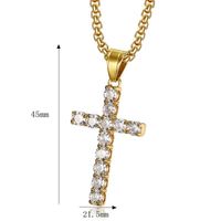 Hip-hop Cross Titanium Steel Plating Inlay Artificial Gemstones Unisex Pendant Necklace main image 4