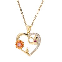 Modern Style Heart Shape Elephant Titanium Steel Inlay Artificial Diamond Pendant Necklace sku image 1