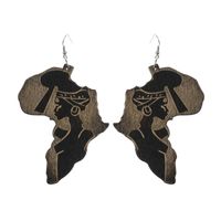 1 Pair Ethnic Style Map Wood Drop Earrings Ear Hook sku image 13