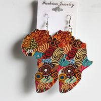 1 Pair Ethnic Style Map Wood Drop Earrings Ear Hook sku image 4