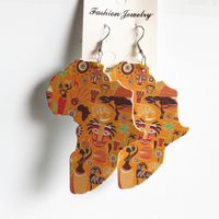 1 Pair Ethnic Style Map Wood Drop Earrings Ear Hook sku image 12