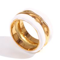 Vintage Style Classic Style Stripe Stainless Steel Enamel Plating 18k Gold Plated Wide Band Rings sku image 10