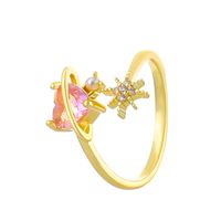 Fashion Heart Shape Alloy Inlay Artificial Gemstones Women's Open Ring 1 Piece sku image 2