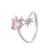 Fashion Heart Shape Alloy Inlay Artificial Gemstones Women's Open Ring 1 Piece sku image 1
