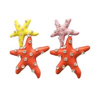 1 Pair Vacation Beach Starfish Inlay Alloy Rhinestones Drop Earrings main image 2