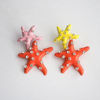 1 Pair Vacation Beach Starfish Inlay Alloy Rhinestones Drop Earrings main image 3