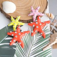 1 Pair Vacation Beach Starfish Inlay Alloy Rhinestones Drop Earrings main image 1