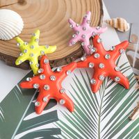 1 Pair Vacation Beach Starfish Inlay Alloy Rhinestones Drop Earrings main image 5