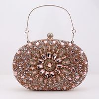 Red Green Blue Pu Leather Polyester Flower Rhinestone Oval Evening Bags sku image 13