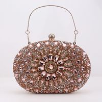 Red Green Blue Pu Leather Polyester Flower Rhinestone Oval Evening Bags sku image 15