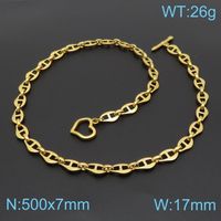 Fashion Heart 18K Gold Plated Titanium Steel Wholesale sku image 4