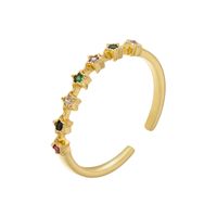 Elegante Lujoso Estrella Cobre Enchapado Embutido Circón Chapado En Oro De 18 Quilates. Anillos Abiertos sku image 1