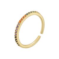 Elegant Luxurious Star Copper Plating Inlay Zircon 18k Gold Plated Open Rings sku image 10