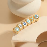 Elegant Luxurious Flower Copper Plating Inlay Zircon 14k Gold Plated Open Rings main image 7