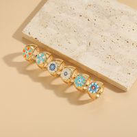 Elegant Luxurious Flower Copper Plating Inlay Zircon 14k Gold Plated Open Rings main image 4