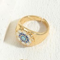 Elegant Luxurious Flower Copper Plating Inlay Zircon 14k Gold Plated Open Rings sku image 3