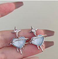 1 Pair Fairy Style Korean Style Heart Shape Inlay Alloy Artificial Gemstones Ear Studs main image 5