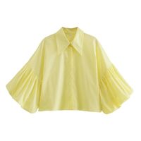 Femmes Chemisière Manche Courte Blouses Popover Décontractée Bande Couleur Unie main image 5