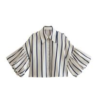 Women's Blouse Short Sleeve Blouses Popover Casual Stripe Solid Color main image 4