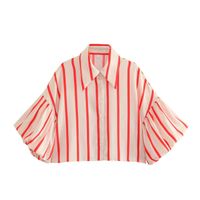Women's Blouse Short Sleeve Blouses Popover Casual Stripe Solid Color main image 2