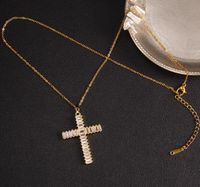 Retro Kreuzen Kupfer Inlay Zirkon Halskette Mit Anhänger sku image 96