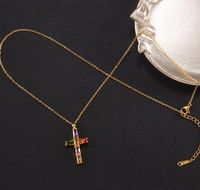 Retro Kreuzen Kupfer Inlay Zirkon Halskette Mit Anhänger sku image 13
