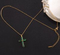 Retro Cross Copper Inlay Zircon Pendant Necklace sku image 27