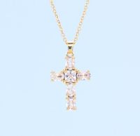 Retro Cross Copper Inlay Zircon Pendant Necklace sku image 50