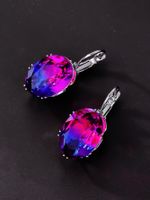 1 Pair Elegant Round Plating Inlay Glass Copper Glass White Gold Plated Drop Earrings main image 5
