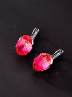 1 Pair Elegant Round Plating Inlay Glass Copper Glass White Gold Plated Drop Earrings main image 4