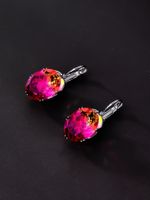 1 Pair Elegant Round Plating Inlay Glass Copper Glass White Gold Plated Drop Earrings main image 2