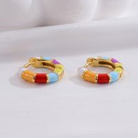 1 Pair Casual Fashion Round Enamel Plating Copper 14k Gold Plated Earrings main image 3