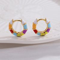 1 Pair Casual Fashion Round Enamel Plating Copper 14k Gold Plated Earrings main image 2
