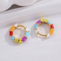 1 Pair Casual Fashion Round Enamel Plating Copper 14k Gold Plated Earrings main image 5