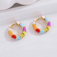 1 Pair Casual Fashion Round Enamel Plating Copper 14k Gold Plated Earrings main image 1