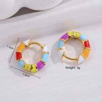 1 Pair Casual Fashion Round Enamel Plating Copper 14k Gold Plated Earrings sku image 1