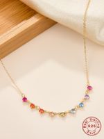 Elegant Shiny Round Sterling Silver Plating Inlay Zircon 18k Gold Plated Necklace main image 3