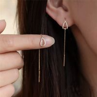 1 Pair Modern Style Water Droplets Inlay Copper Artificial Gemstones Drop Earrings sku image 1