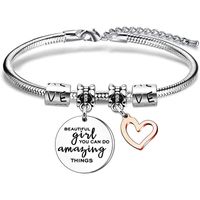 Sweet Streetwear Letter Heart Shape Stainless Steel Carving Bangle main image 1