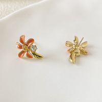 1 Pair Korean Style Flower Epoxy Inlay Alloy Rhinestones Ear Studs main image 4